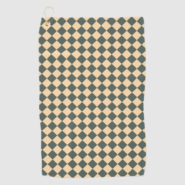 Serviette De Golf Yellow Green Checker Diamond Pattern (Devant)