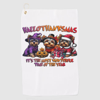 Serviette De Golf Yorkshire Terrier Halloween Thanksgiving Noël