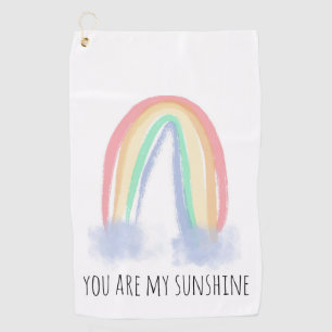 Serviette De Golf You are my sunshine watercolor painted rainbow