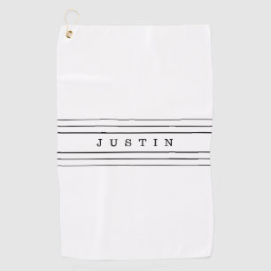 Serviette De Golf Your Custom Text & Modern Stripes   Black & White