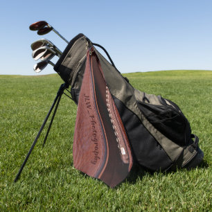 Serviette De Golf Zipper en cuir Brown Faux Personnalisé
