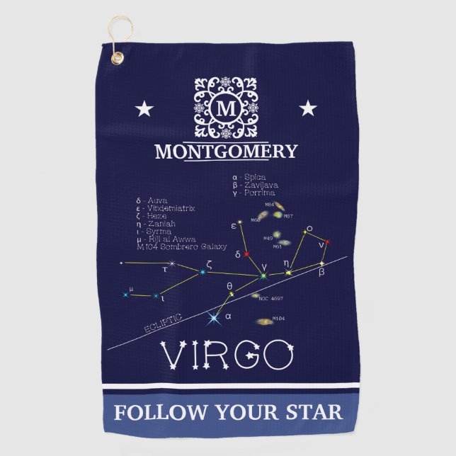 Serviette De Golf Zodiac Constellation Virgo (Devant)
