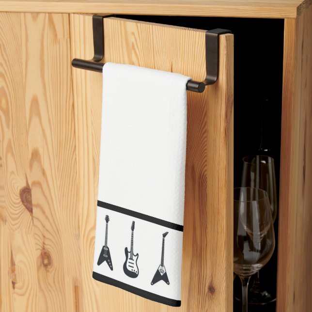 Serviette de guitare noire et blanche (Pliage en tiers)