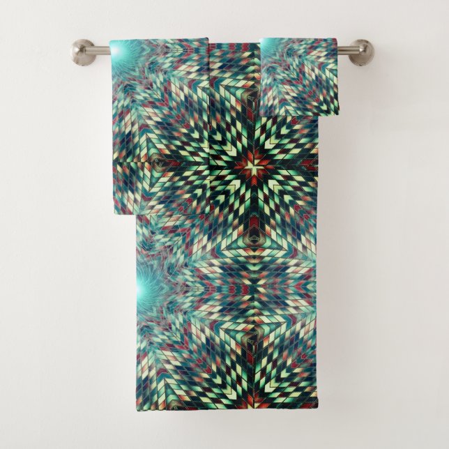 Serviette de kaléidoscope solaire fractale (En situation)