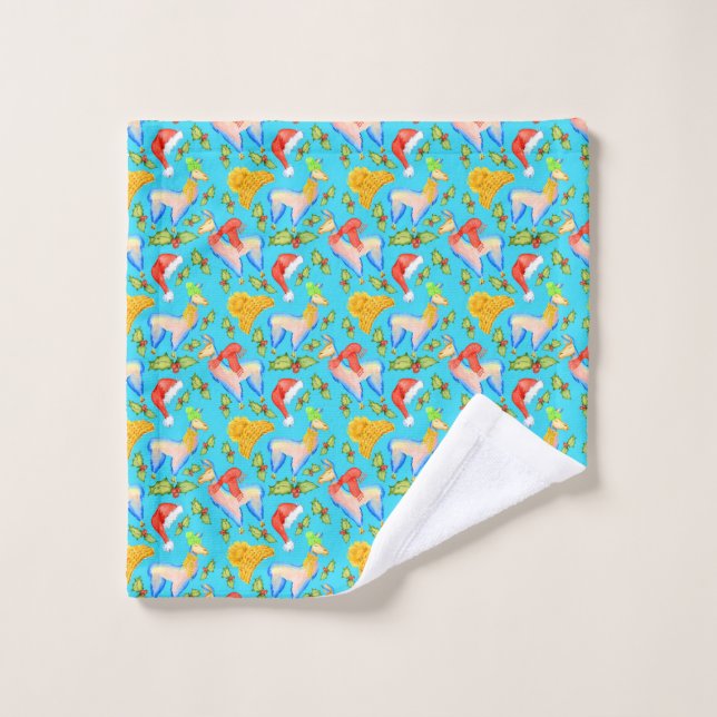 Serviette de lama de Noël (Gant de toilette)