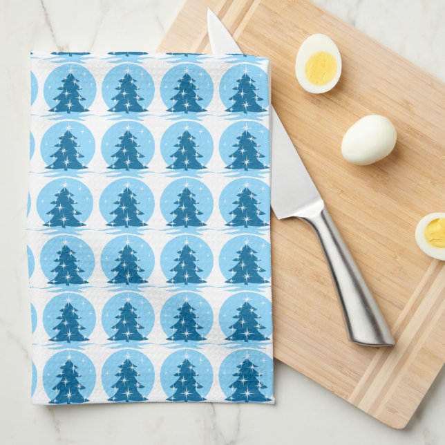 Serviette de l'arbre de Noël personnalisée Bleu Se (Quart Plié)