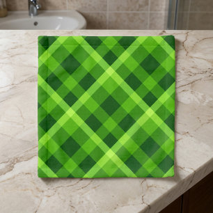 Serviette de lavage à carreaux verts d'arbre magni