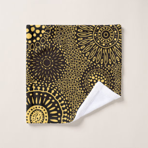 Serviette de lavage à motif floral ethnique or noi