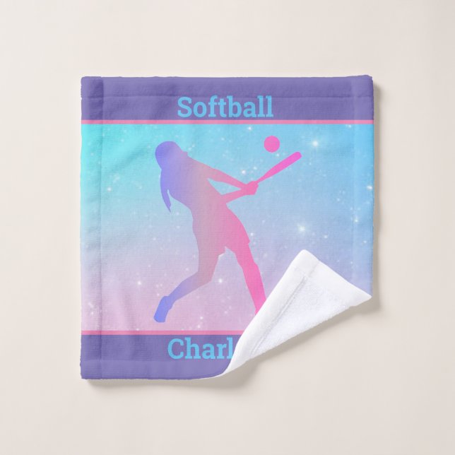 Serviette de linge Pastel Softball pour fille (Gant de toilette)