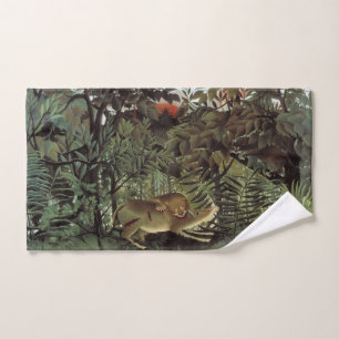Serviette de main affamée d'art du lion de