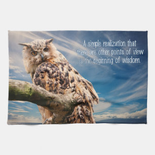 Serviette de main de hibou de citation de sagesse