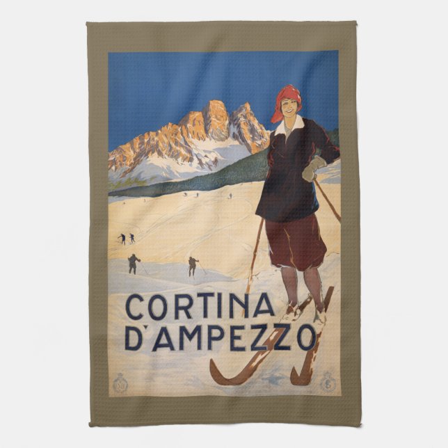 Serviette de main italienne vintage d'Alpes (Vertical)