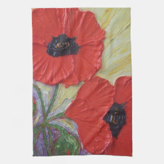 Serviette de main rouge de pavot