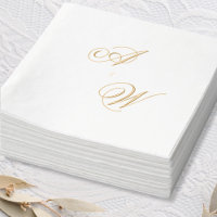 Serviette de mariage initiale en feuille élégante
