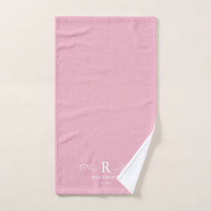 Serviette de monogramme rose rustique