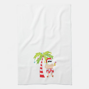 Serviette de Noël avec Père Noël tropical