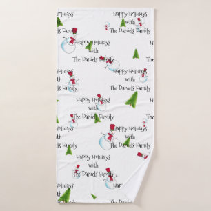 Serviette de Noël bonhomme de neige monogramme