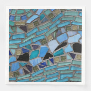 Serviette de papier de mer de dîner en verre bleu