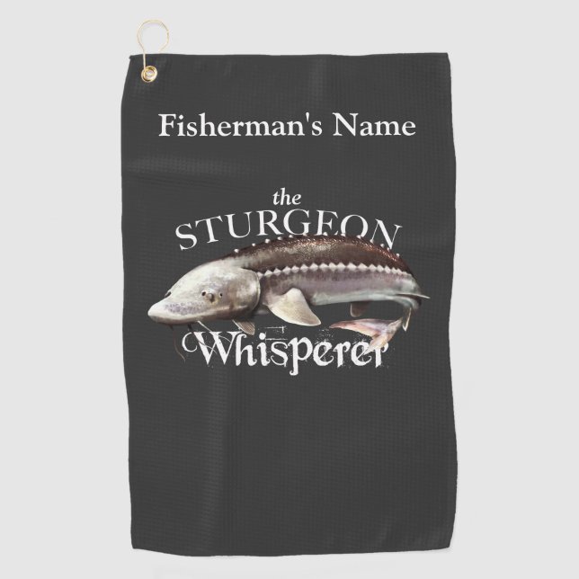 Serviette de pêche foncée pour esturgeon personnal (Devant)