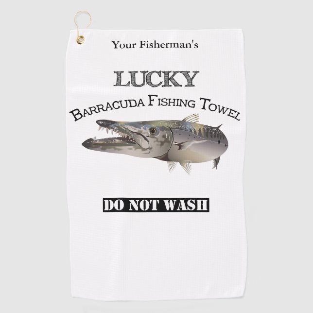 Serviette de pêche personnalisée Lucky Barracuda (Devant)