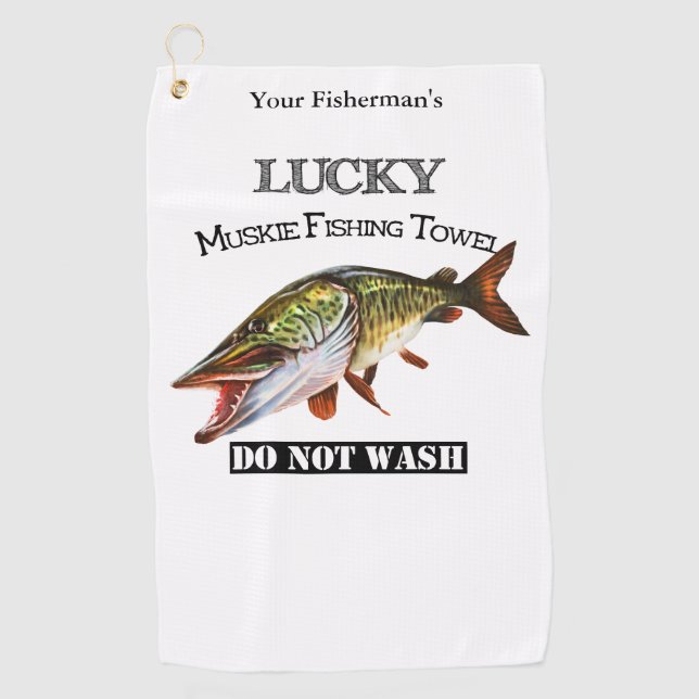 Serviette de pêche personnalisée Lucky Muskie (Devant)