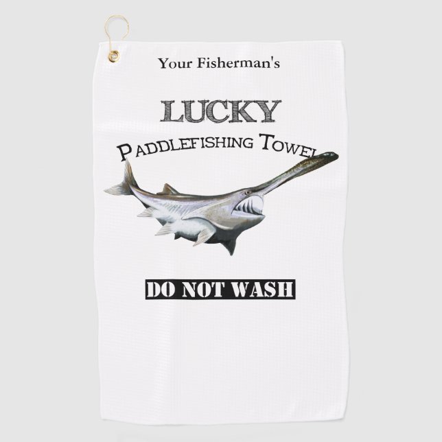 Serviette de pêche personnalisée Lucky Paddlefish (Devant)