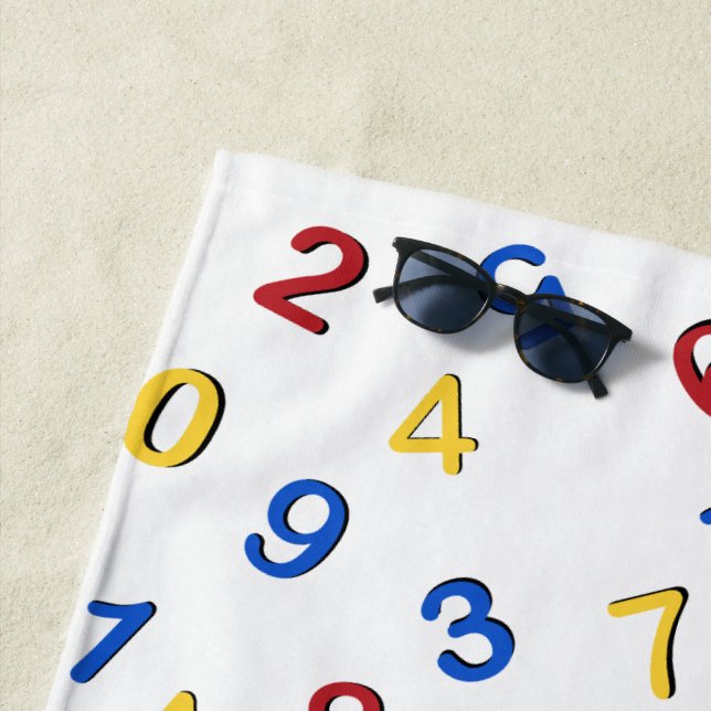 Serviette De Plage 123 chiffres Rouge Jaune Bleu (En situation)