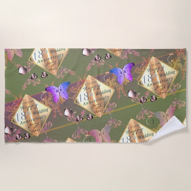 Serviette De Plage 18e anniversaire de Mariage Porcelain oeil de chat (Devant)