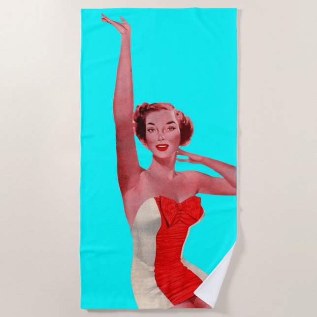 Serviette De Plage 1950 baignade beauté (Devant)