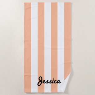 Serviette De Plage 2024 Couleur de l'année  Peach Stripe Beach Towel