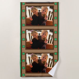 Serviette De Plage 3 Photo Retro Film Strip Green