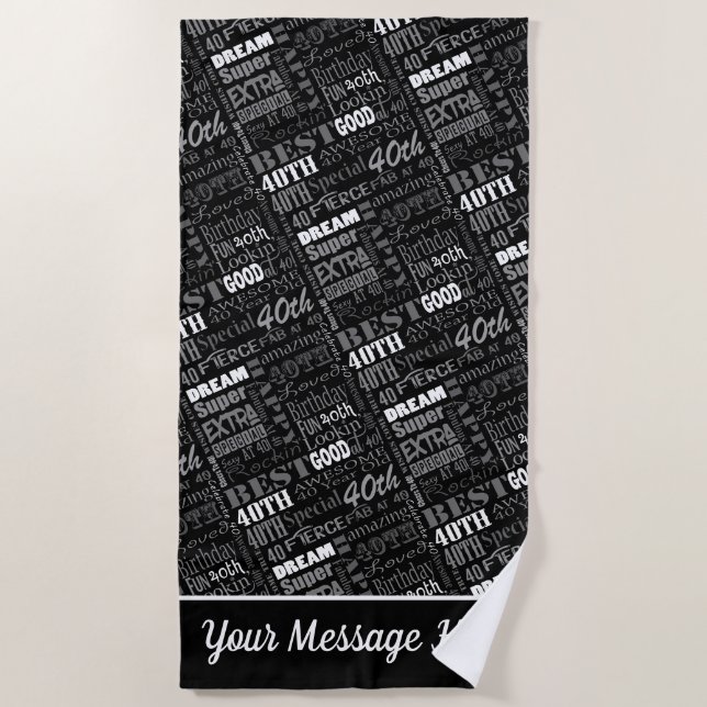 Serviette De Plage 40e anniversaire spécial cadeaux personnalisés (Devant)
