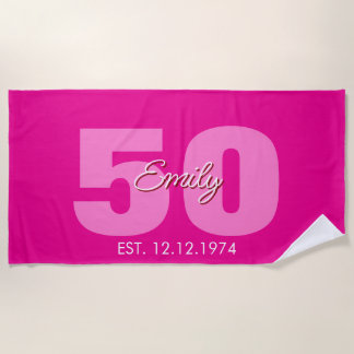 Serviette De Plage 50th Birthday ,Custom 50th Birthday Gift,50th