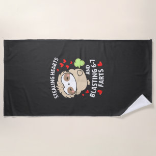 Serviette De Plage 67 Mème vole des coeurs Saint-Valentin paresseux E