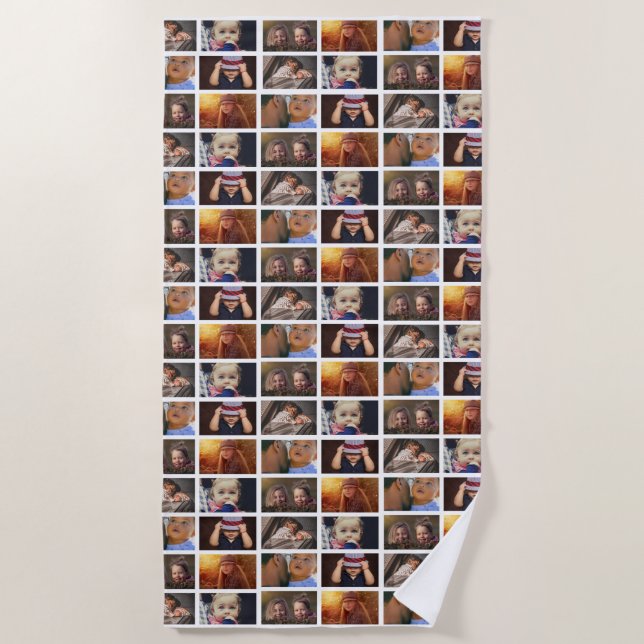 Serviette De Plage 6 Photo Collage Famille Photo Motif (Devant)