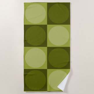 Serviette De Plage 70s Checks and Circles Green