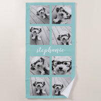 8 Photo Collage - Nom manuscrit Pastel Blue