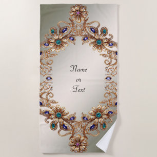 Serviette de plage à fleurs en bijou or élégant