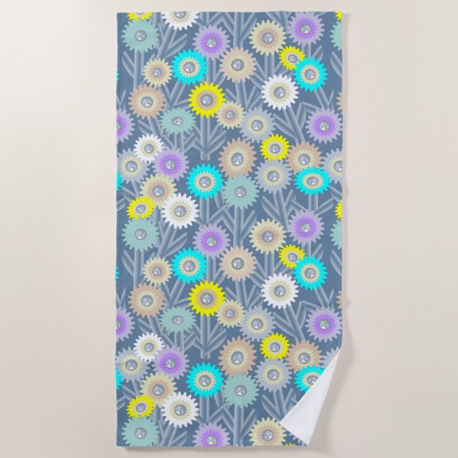 Serviette de plage à fleurs mécaniques (Devant)