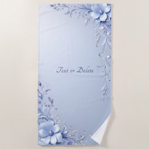 Serviette de plage à fleurs ornées bleues avec per
