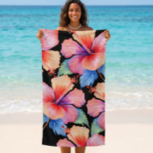 Serviette de plage à l'hibiscus tropical