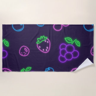 Serviette de plage à motif de baies néon
