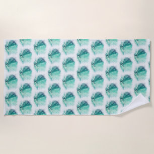 Serviette de plage à motif de feuille de palmier v