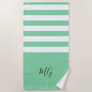 Serviette de plage à rayures Aqua personnalisée