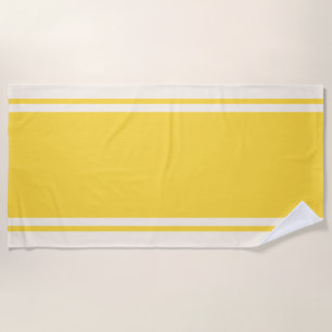 Serviette de plage à rayures côtières - Jaune et c