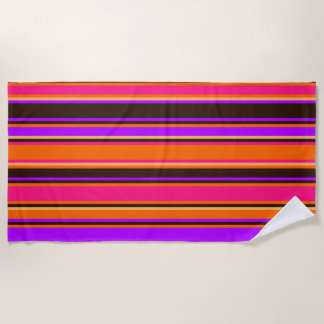 Serviette de plage à rayures orange, magenta et vi