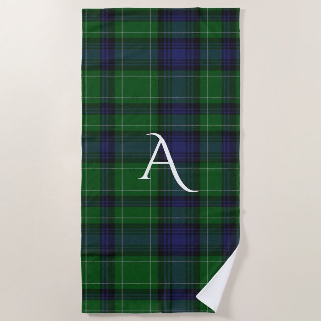 Serviette De Plage Abercrombie Clan Tartan Plaid Monogram Beach Servi (Devant)