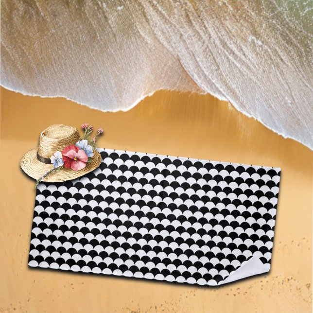 Serviette De Plage Abstrait moderne noir et blanc (Créateur téléchargé)