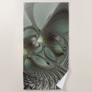 Serviette De Plage Abstrait Olive Sage Green Grey Fractal Art Imagina