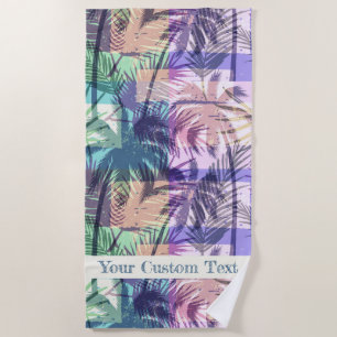 Serviette De Plage Abstrait Palm Tree Motif texte personnalisé servie